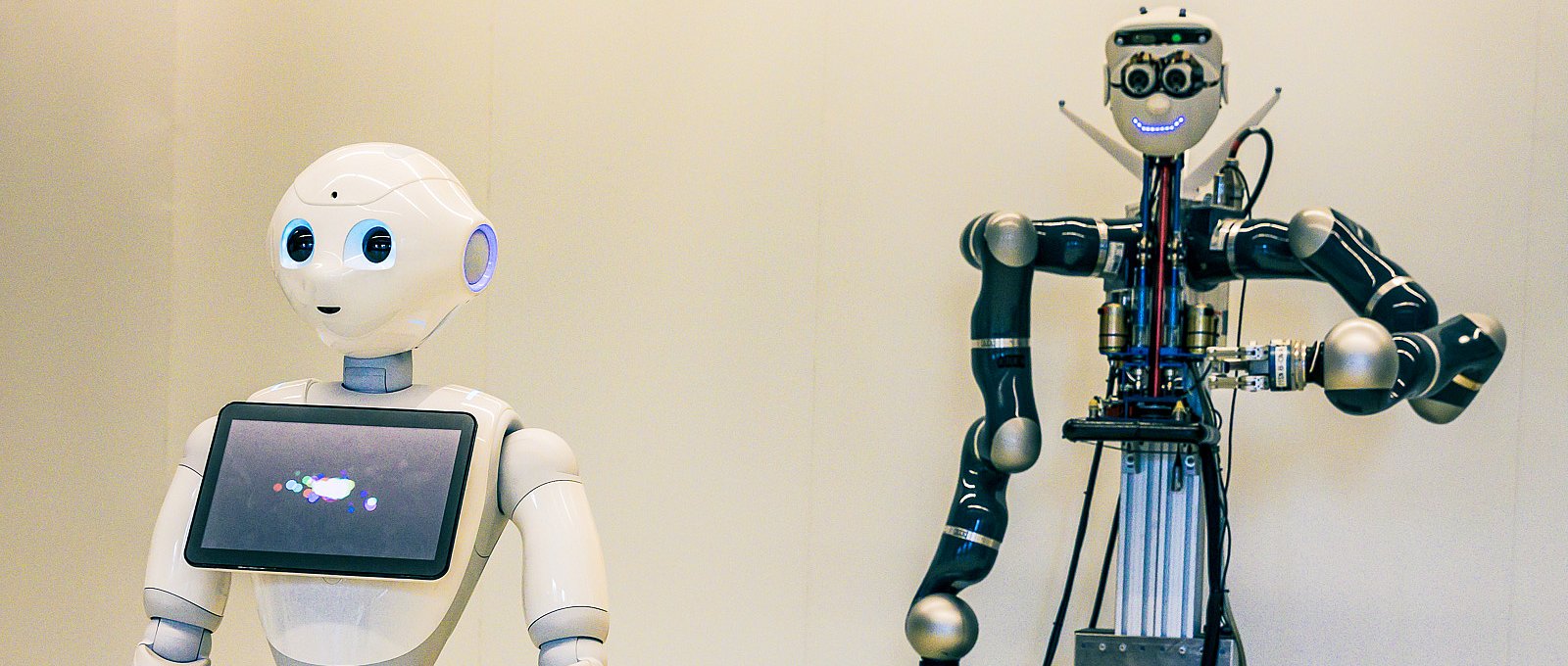 two robots in a robotics lab